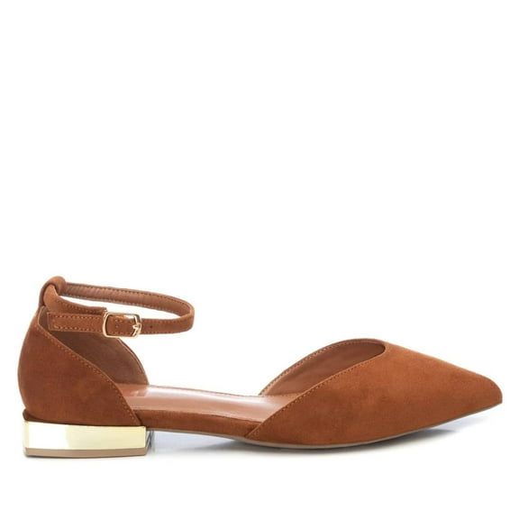 Women's Suede Pointy Toe Ballet Flats By XTI_141426_Medium Brown