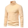 thumbnail image 4 of Manxivoo Mens Sweater Knit Sweater Solid Color Round Neck Long Sleeve Pullover Sweater Men's Sweater Autumn and Winter Men's Tops Sweater Coat Beige S, 4 of 5