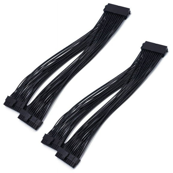 2X ATX 24Pin 1 to 2 Port Power Supply Extension Cable PSU Male to Female Splitter 24PIN Extension Cable