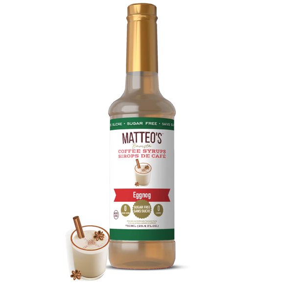 Matteo's Sugar Free Coffee Syrup, Eggnog, 750mL, 0 Calories, 0 Sugar, (Single Bottle)
