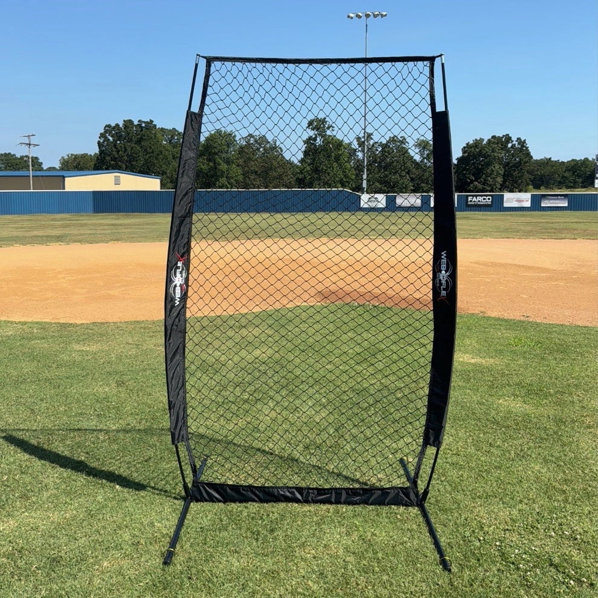 Web Flex Spider Series 4 ft x 7 ft Baseball I-Screen – Pitcher Protective Safety Screen & Net