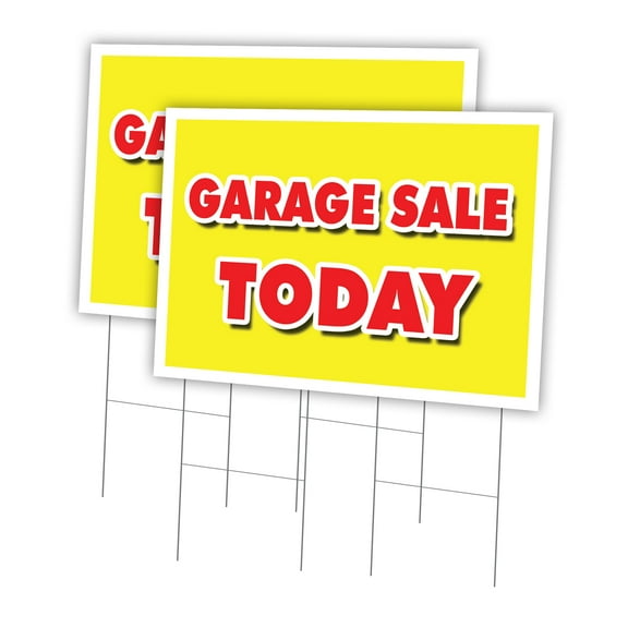 Garage Sale Today 2 Pack Of 24" x 36" Yard Sign & Stake | Advertise Your Business | Stake Included Image On Front Only | Made in The USA