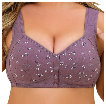 Zshosam Women Sexy Lace Front Button Shaping Cup Adjustable Shoulder Strap Large Size Underwire Bra(Grey 62)