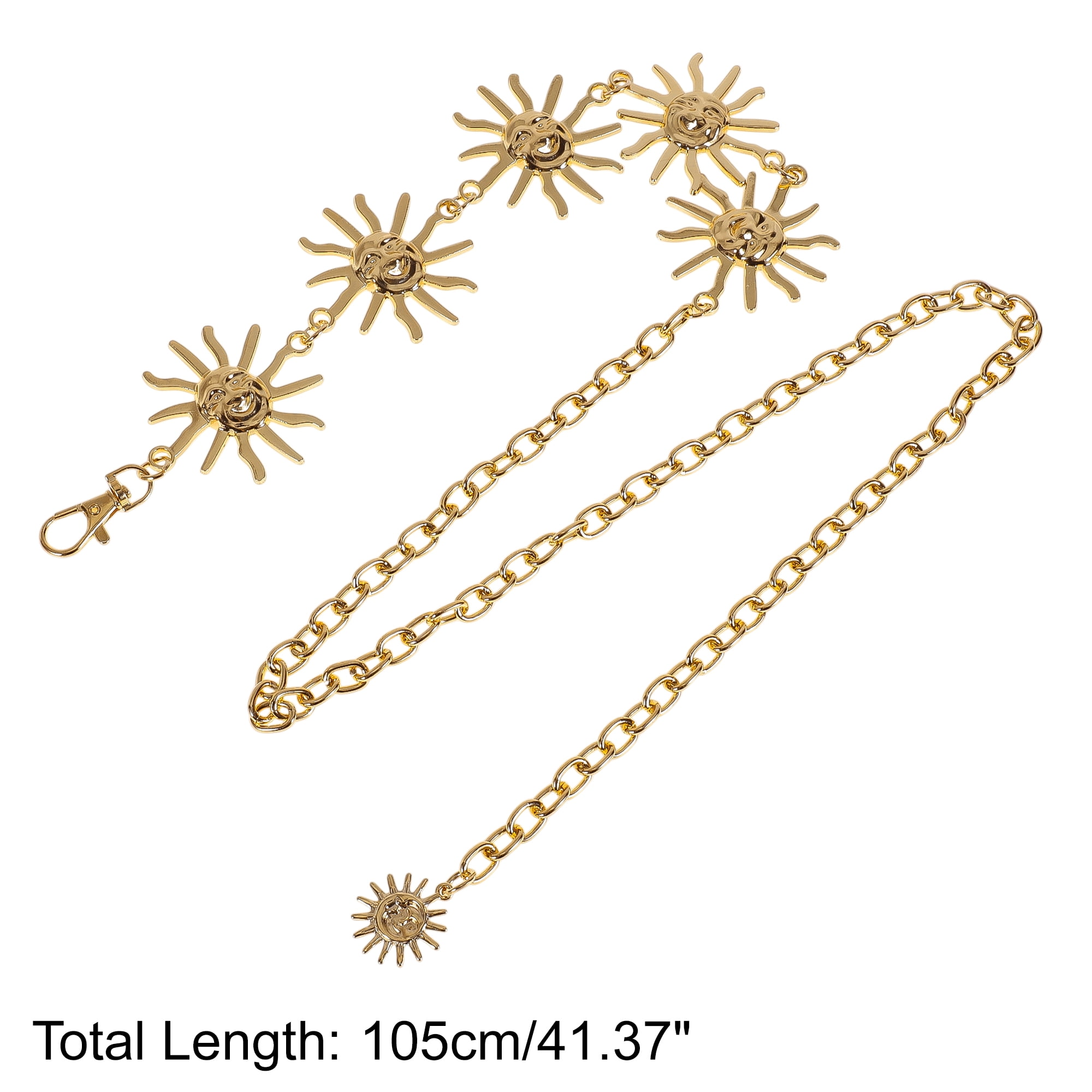 Unique Bargains Sun Pendant Adjustable Waist Belt 1Pc Stylish Accessory Gold Tone