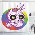 thumbnail image 1 of Ambesonne Cartoon Shower Curtain, Unicorn Design, 69"Wx84"L, Multicolor, 1 of 3