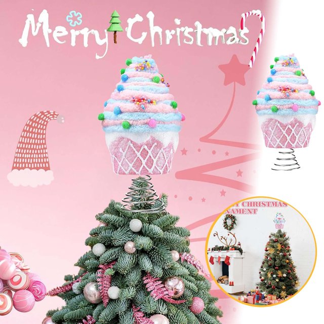 Festive Dessert Christmas Tree Topper for Holiday Cupcake Party Decorations and Display Stand