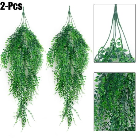 Ivy Garden - 2Pcs Artificial Hanging Plant Simulated Leaves Fake Ivy Fake Hanging Vine for Wedding Party Home Garden Wall Decoration (Green)