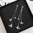 thumbnail image 4 of Pendientes colgantes de mariposa para mujer, aretes largos de borla, Color plateado, joyería colgante, regalos para niñas, 2023, 4 of 4