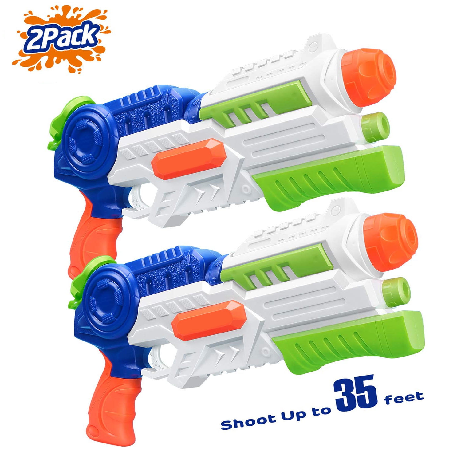 2 Pack 1250CC Water Guns for Kids Squirt Guns Super Soaker Water Blaster for Adults Boys Girls Summer Swimming Pool Toys Beach Party Backyard Outdoor Water Games