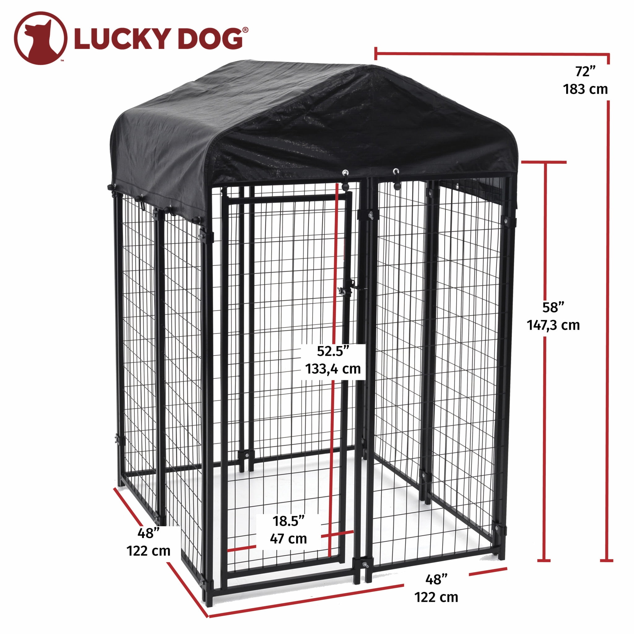 Lucky Dog Uptown Welded Wire Dog Kennel w/ Cover, 6'H x 4'W x 4'L