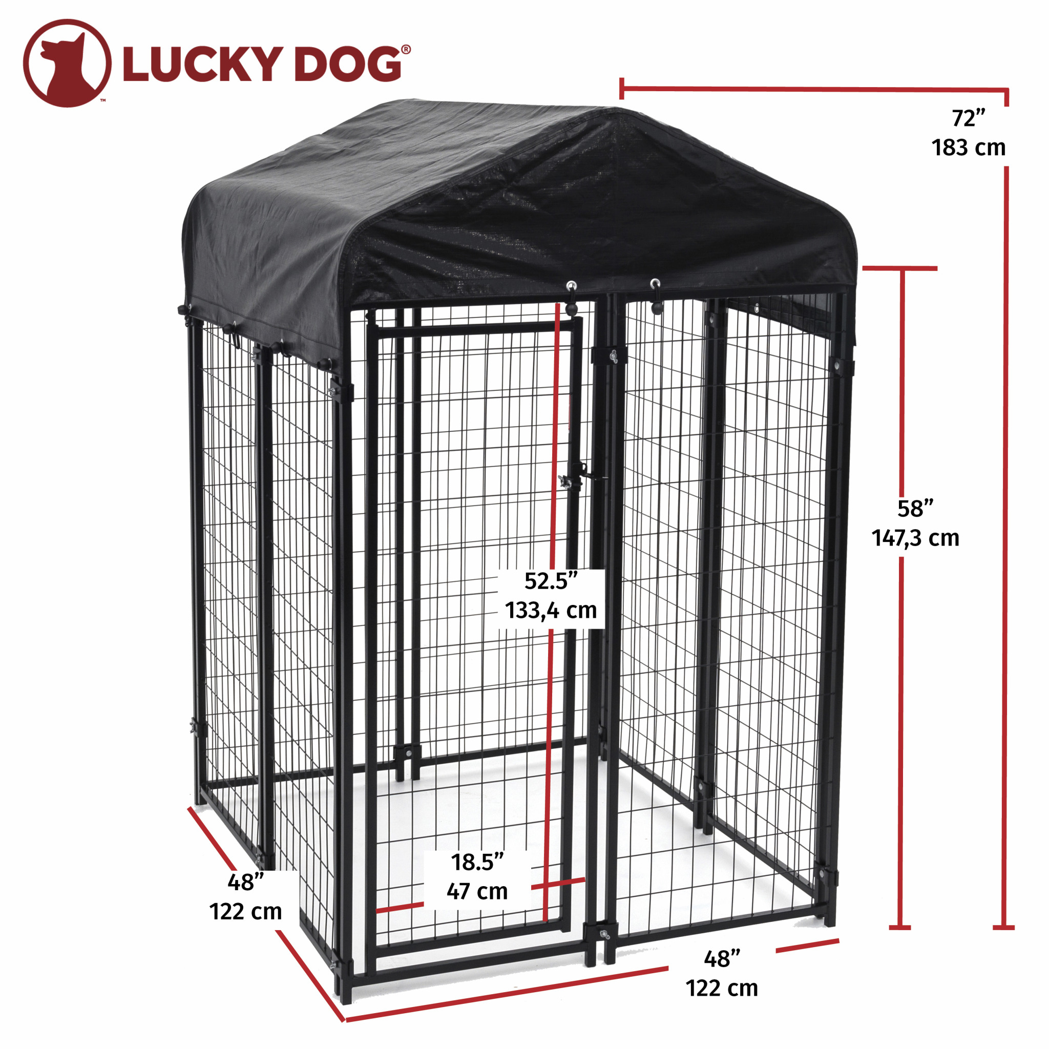 Lucky Dog Uptown Welded Wire Dog Kennel w/ Cover, 6'H x 4'W x 4'L - image 2 of 5