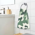 thumbnail image 3 of Yayeee 2 Pack Hand Towels for Bathroom 100% Cotton 16" x 28" Soft Absorbent Kitchen Towel, Light Green Camouflage Design, 3 of 7