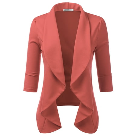 Ladies Lined Gray Blazer Jacket - Doublju Women's Casual Basic Work Office Cardigan Tuxedo Open Front Blazer DARKMAUVE S