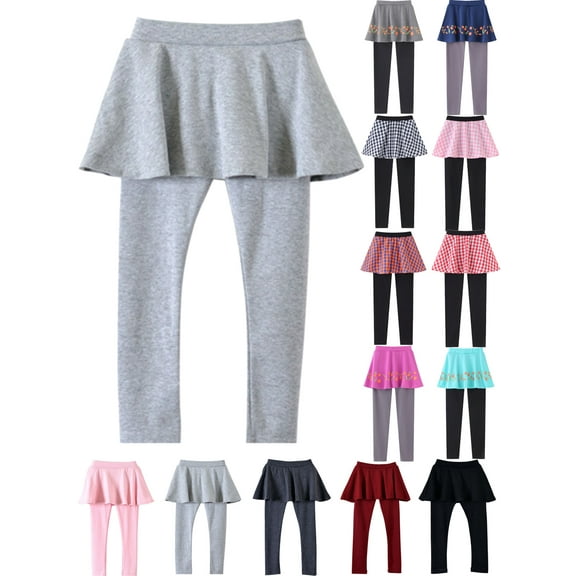 BULLPIANO Toddler Girls Leggings Pants with Tutu Skirts Kids Culottes Footless Tights 3-11Y