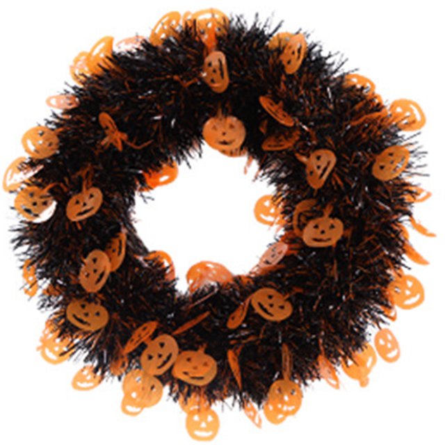 corona de halloween decoración oropel corona redonda puerta colgante decoración de la pared fiesta de navidad de halloween Adepaton CPB-SSW334-1