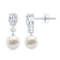thumbnail image 3 of Rosec Jewels Freshwater Pearl Drop Earrings with Moissanite for Women - AAA Quality, 925 Sterling Silver, 3 of 6