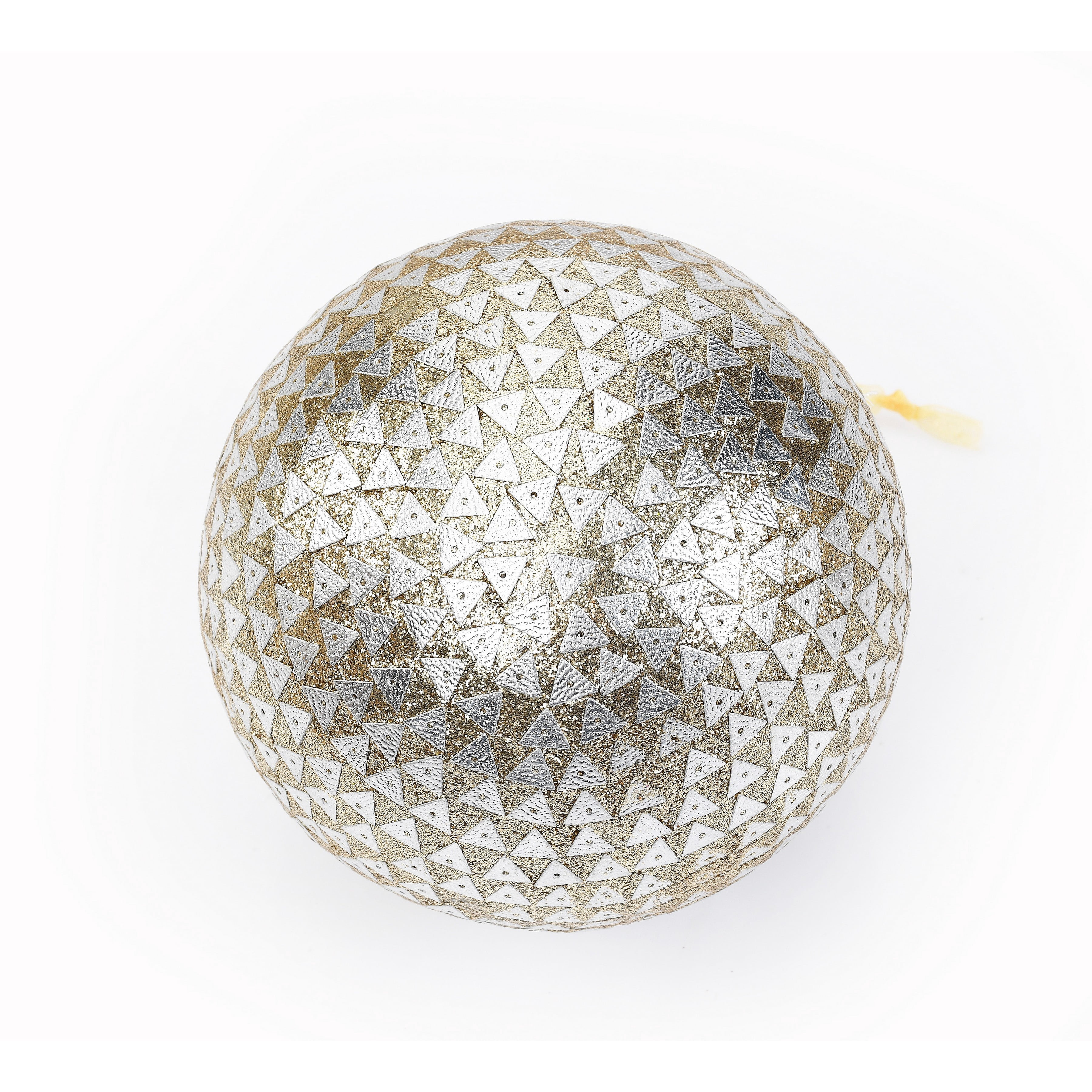 Lr Home Sequenced Trianglular Mosaic Handcrafted Globe Multi-color Geometric Plastic Christmas Ball Ornaments, 4 Count (4.5")