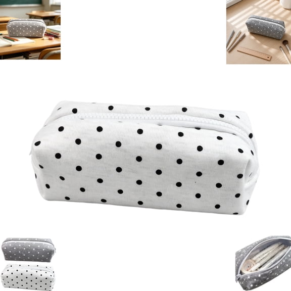 Polka Dot Zipper Pencil Case, Cute Stylish Stationery Pouch, Portable Pen Storage Bag for Students School Supplies and Daily Small Item Organization