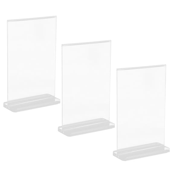 Raindrops 3pcs Double Sided Acrylic Display Stand T Shape Clear Plastic Sign Display Holder for Restaurant Office Show Museum and Retail Stores