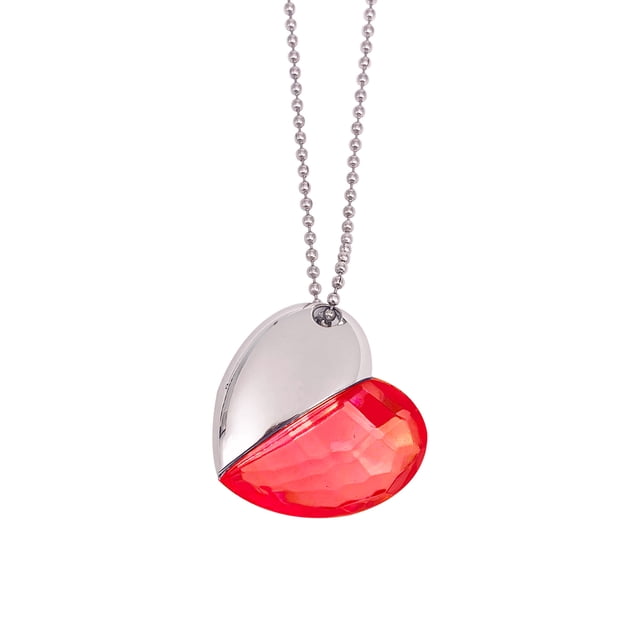 Collar USB corazón MOLA acero inoxidable cristal rojo 32G