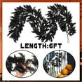 thumbnail image 3 of Black Halloween Garland, Artificial Hanging Cedar Fall Leaves Garlands, Halloween Thanksgiving Wreath Decor for Home Wedding Party Garland Halloween Scene Layout, 6ft, 3 of 5