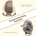 thumbnail image 6 of Outdoor Egg Chair, Swing Chair with 4 Pillows, Thick Soft Padded Back and Arm, Swivel & Rocking Function, Swivel Base, Adjustable Foot Pads, Wicker Egg Chair, 6 of 8