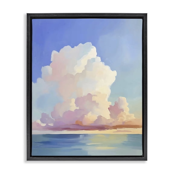 Stupell Industries Dreamy Pastel Clouds over Sea Black Framed Floater Canvas Wall Art, design by The Prints Vibe