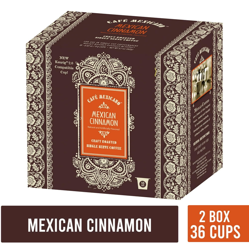 Cafe Mexicano Mexican Cinnamon Coffee KCups, 2/18ct - Walmart.com