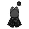 thumbnail image 2 of YONGHS Kids Girls Sequins Latin Modern Jazz Dance Dress Leotard with Hair Band Performance Costume Black 8, 2 of 5