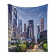 thumbnail image 1 of City Soft Flannel Fleece Throw Blanket, Los Angles California Skyline Urban USA Cityscape Skyscrapers Highway Avenue Trees, Cozy Plush for Indoor and Outdoor Use, 50" x 60", Multicolor, by Ambesonne, 1 of 6