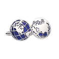thumbnail image 1 of Gemelos World Map Globe de aleación esmaltada azul, 14,6 g, para hombre, 1 of 3