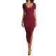 thumbnail image 1 of Vestidos de playa para mujer transpirables con cuello en V vestidos casuales para cóctel (vino rojo XL) FLhrweasw Para estrenar, 1 of 9