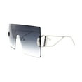 thumbnail image 3 of Womens Oversized Beveled Rimless Rectangle Mono Lens Sunglasses Silver - Smoke, 3 of 4