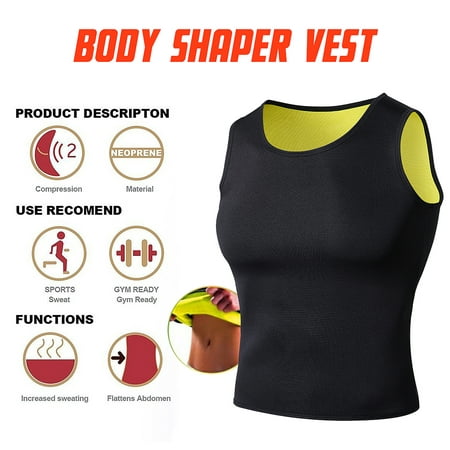 Men's Neoprene Hot Sweat Sauna Vest Body Shaper Slimming Sweat Trainer Gym Cincher Vest Tummy Fat Burner Tank Top Weight Loss Shapewear (Best Gym Workout For Tummy Fat)