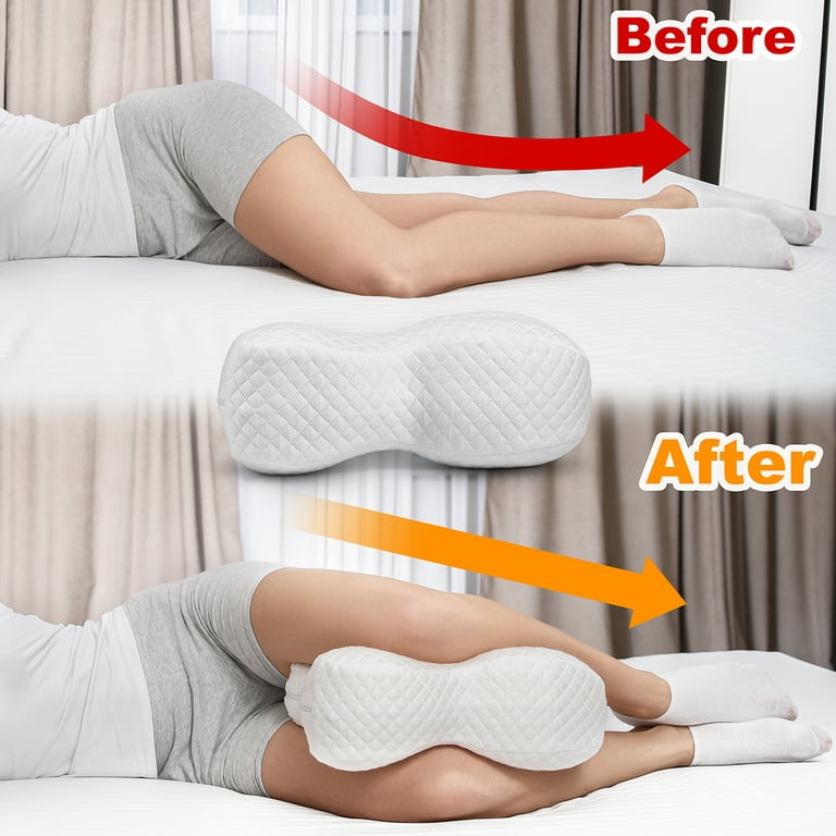 Abco Tech Memory Foam Knee Pillow Wedge | Leg Pillow with Cooling Gel |  Wedge Pillow with Hypo-Allergenic Washable Cover | White