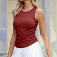 thumbnail image 2 of aidice Plus Size Tank Tops for Women Ribbed Round Neck Sleeveless Slim Fitted Casual Ruched Summer Tshirts, 2 of 9