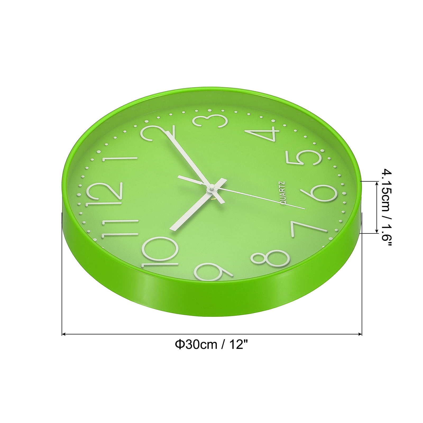 Uxcell 12" Wall Clock Battery Operated Silent Non Ticking Round Clock, Green