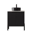 thumbnail image 3 of 24" Durable Compact Freestanding Cabinet, Bathroom Storage Unit with Soft Close Door, Modern Small Bathroom Vanity with Ceramic Sink for Bathroom, Black,Carrara White, 3 of 7