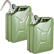 BENTISM Jerry Fuel Can, 5.3 Gallon / 20 L Portable Jerry Gas Can with Flexible Spout System, Rustproof Heat-resistant Steel Fuel Tank for Cars Trucks Equipment, 2pcs Green