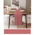 thumbnail image 3 of Table Runner Dresser Scarves 70 Inch Long,Modern Red and White Stripe Linen Dining Table Runners Minimalist Art Line Texture Tabletop Scarf for Wedding Holiday Party Kitchen, 3 of 9