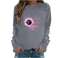 thumbnail image 2 of CLOISE Pink Breast Cancer Sweatshirt Women Breast Cancer Support Sweatshirts Sunflower Ribbon Oversized Round Neck Long Sleeve Hoodie Cancer Awareness Shirts Loose Pullover Blouses Outfits Gray, 2 of 4