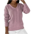 thumbnail image 2 of Lenago Womens Sweaters Plus Size Long Sleeves V-Neck Pullover Solid Color Casual Blouse Tops Pullover Sweaters Jumper, 2 of 8