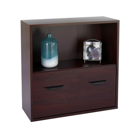 Safco Lateral Filing Cabinet With Bookshelf Mahogany Walmart Com