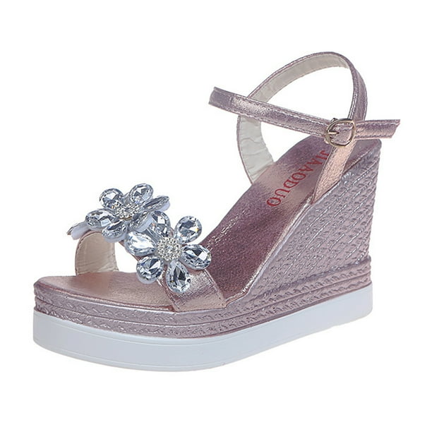 Amzcrzy Zapatos de mujer,Zapatos de mujer,Zapatillas de mujer, Sandalias de cuña con plataforma y punta abierta para mujer, cómodas, informales, con diamantes de imitación Sandalias Mujer Zapatillas