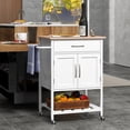 thumbnail image 3 of Gymax Rolling Kitchen Island Cart w/ Drawer 2-Door Storage Cabinet Bottom Tray Whtie, 3 of 8