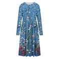 thumbnail image 4 of New Dresses Fall,Brilliant Womens Dresses Women's Casual Round Neck Long Sleeve Folding Floral Printed Dresses, 4 of 5