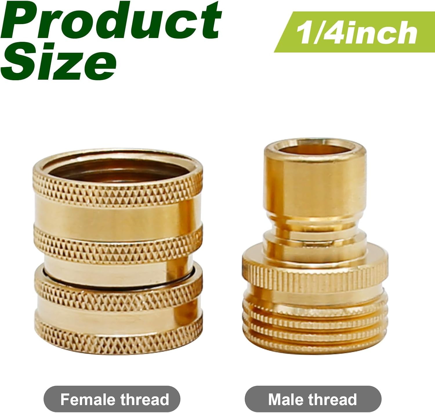 HRTGFD-Garden Hose Quick Connect 3/4 inch Thread, Solid Brass Quick Connector, No-Leak Water Hose Quick Connect, Garden Hose Fitting Water Hose Connectors (4PCS)