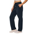 thumbnail image 3 of qucoqpe Womens Solid Stretchy Sports Wide Leg Pants Trendy Elastic Waist Drawstring Casual Jogger Workout Running Pants with Zip Pockets, 3 of 5
