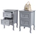 thumbnail image 3 of Tcbosik 2 Pack Bedside Tables - Modern Nightstand for Bedroom, Compact End Table with 2 Drawers, Country Style, Gray, 3 of 8