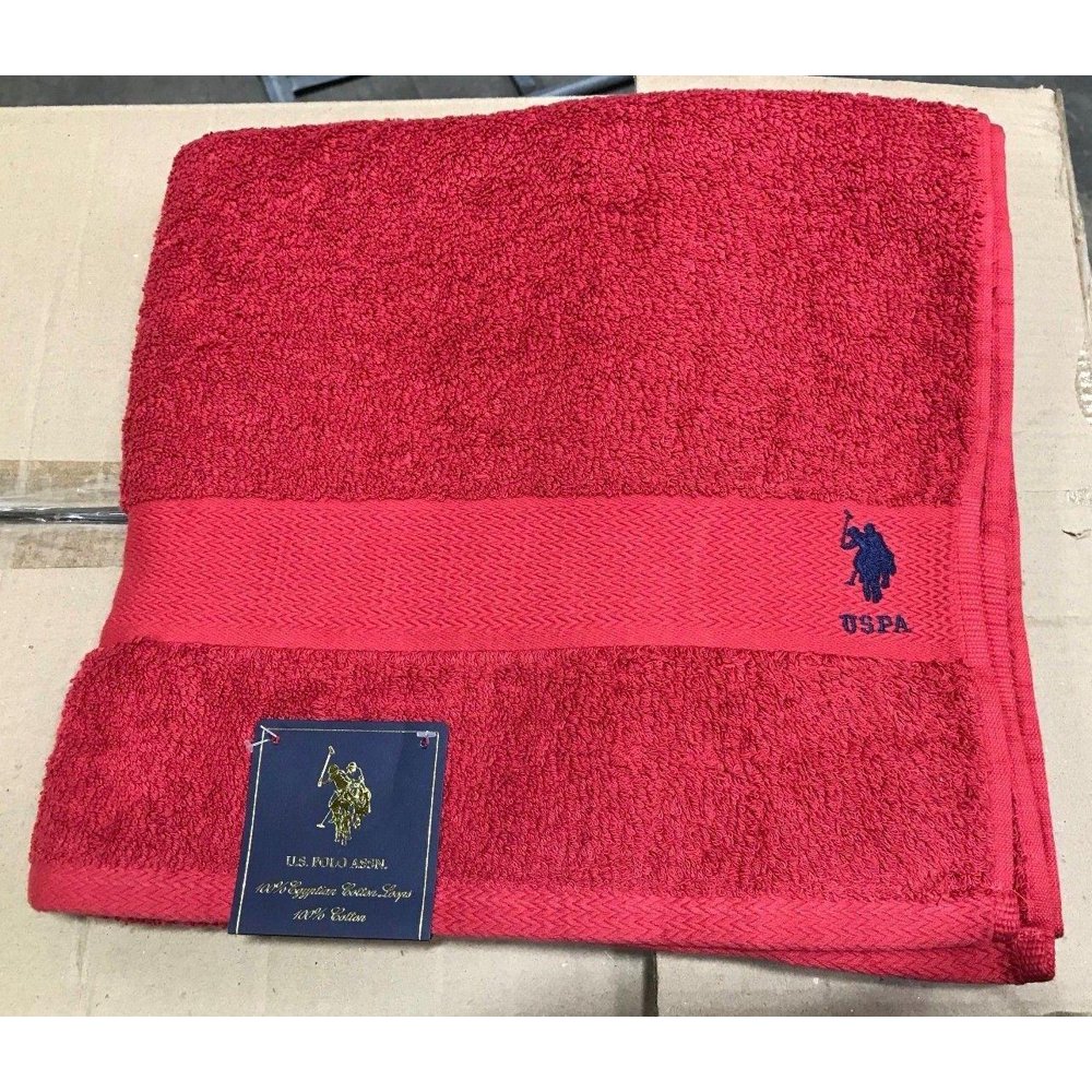 US Polo Assn. 100Percent Egyptian Cotton Bath Towel, Red, 30''x 56''